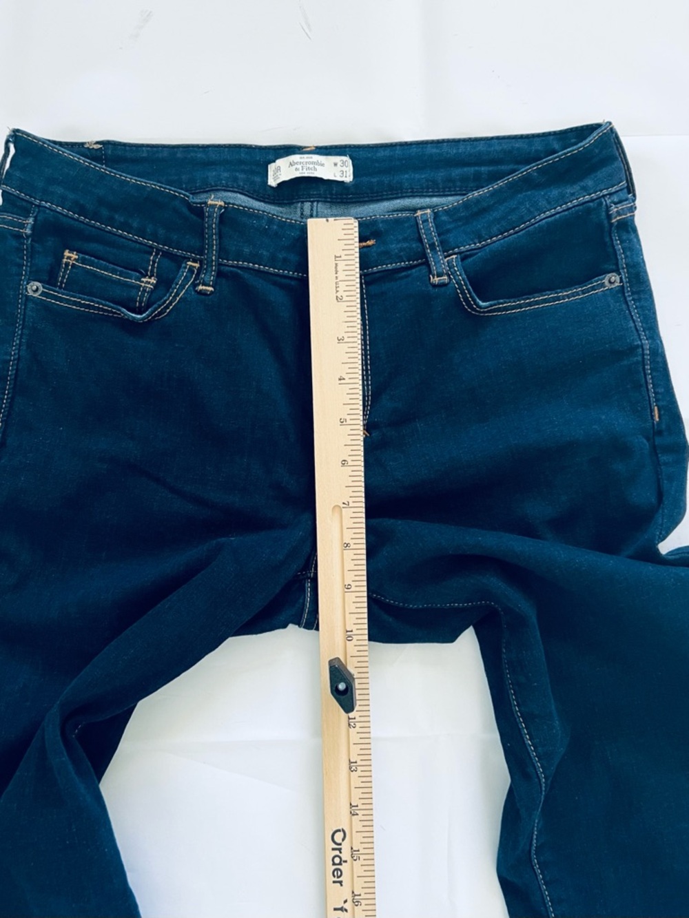 Abercrombie & Fitch Women’s 30 X 31 Dark Blue Skinny Stretch Denim Rocker - Picture 8 of 10